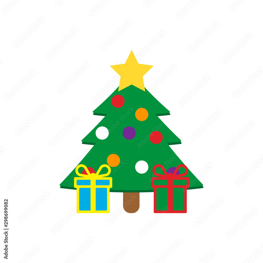 Fototapeta premium Christmas tree isolated on white background. Vector illustration.