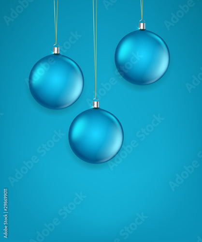 Matte green glass Christmas baubles vector illustration. Template for greeting card