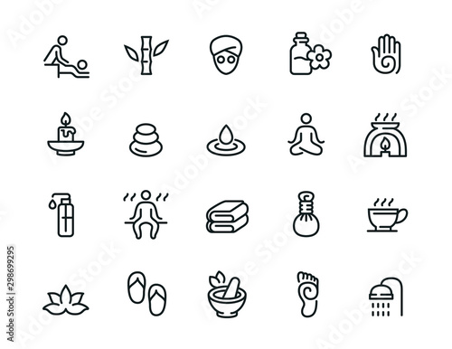 Minimal Spa related line icon set