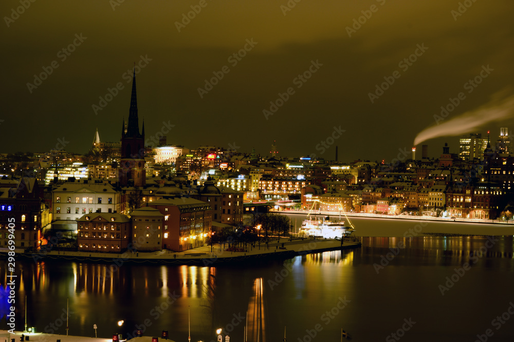 Fototapeta premium night, stockholm, Sweden