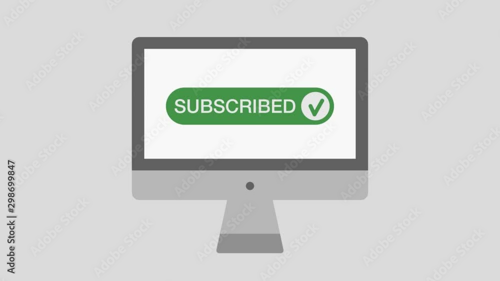 computer screen with subscribe button and an hand cursor that click on it, concept of subscribing to online services, seamless loop computer screen with subscribe button and an hand cursor that click on it, concept of subscribing to online services, seamless loop