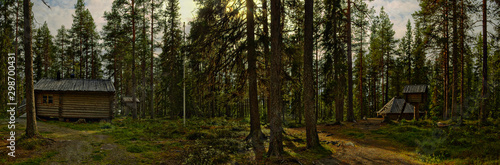 Fotografie Panorama of Sami camp in Vilhelmina, Sweden