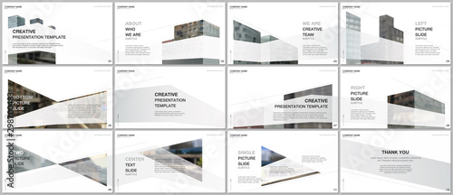 Presentations design, portfolio vector templates with architecture design. Abstract modern architectural background. Multipurpose template for presentation slide, flyer leaflet, brochure cover, report © xenia_design