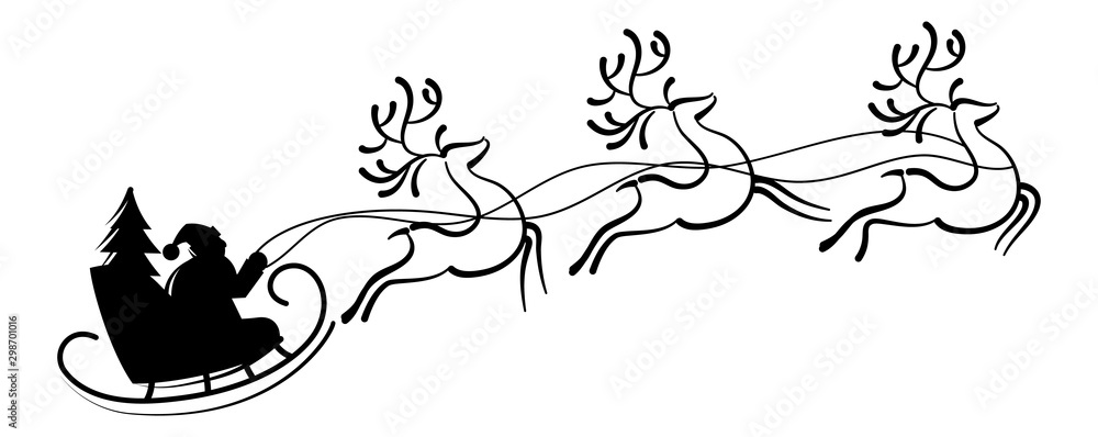 Reindeer Santa - obrazy, fototapety, plakaty 