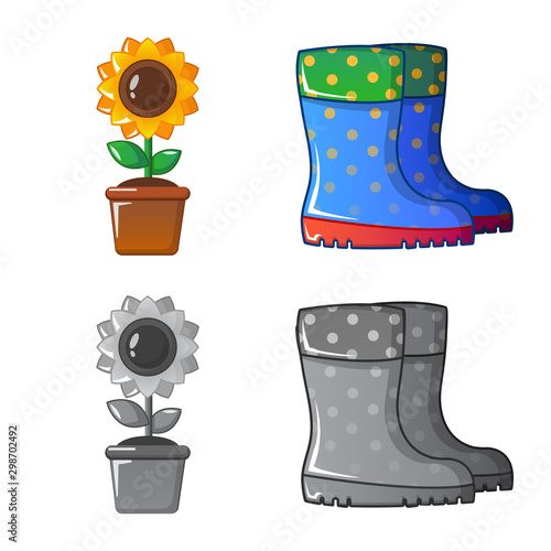 Isolated object of farm and agriculture icon. Collection of farm and plant vector icon for stock.