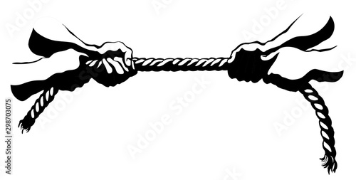 Tug of war. Vector drawing