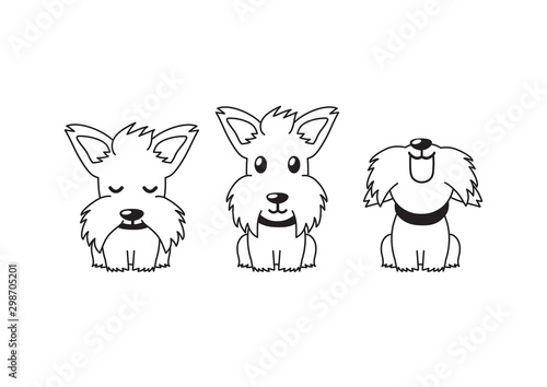 Cartoon character white scottish terrier dog poses for design.