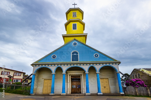 Chonchi, Chiloe Island, Chile - Front View of the Wooden Jesuit Church of Chonchi (UNESCO World Heritage) photo