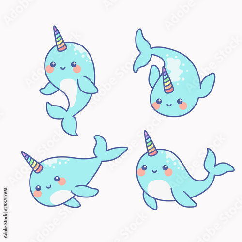 Cute Narwhal - The unicorn of the sea set