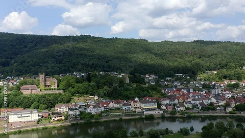 Aerial view, flight at Vierburgeneck near Neckarsteinach, Baden-Württemberg, Germany photo