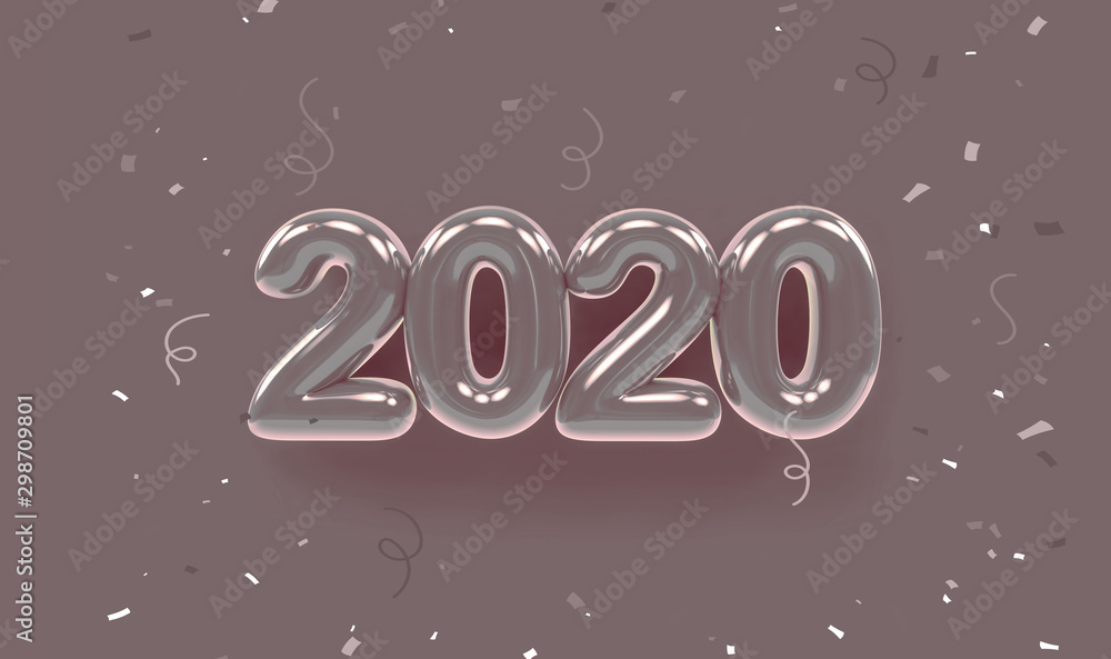 minimalist happy new year 2020 with confetti background minimalist happy new year 2020 with confetti background
