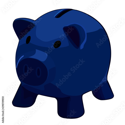 vector illustration moneybox pig blue