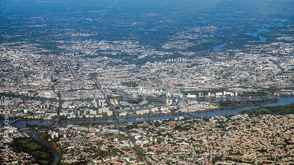 nantes from plane view vue d'avion en france