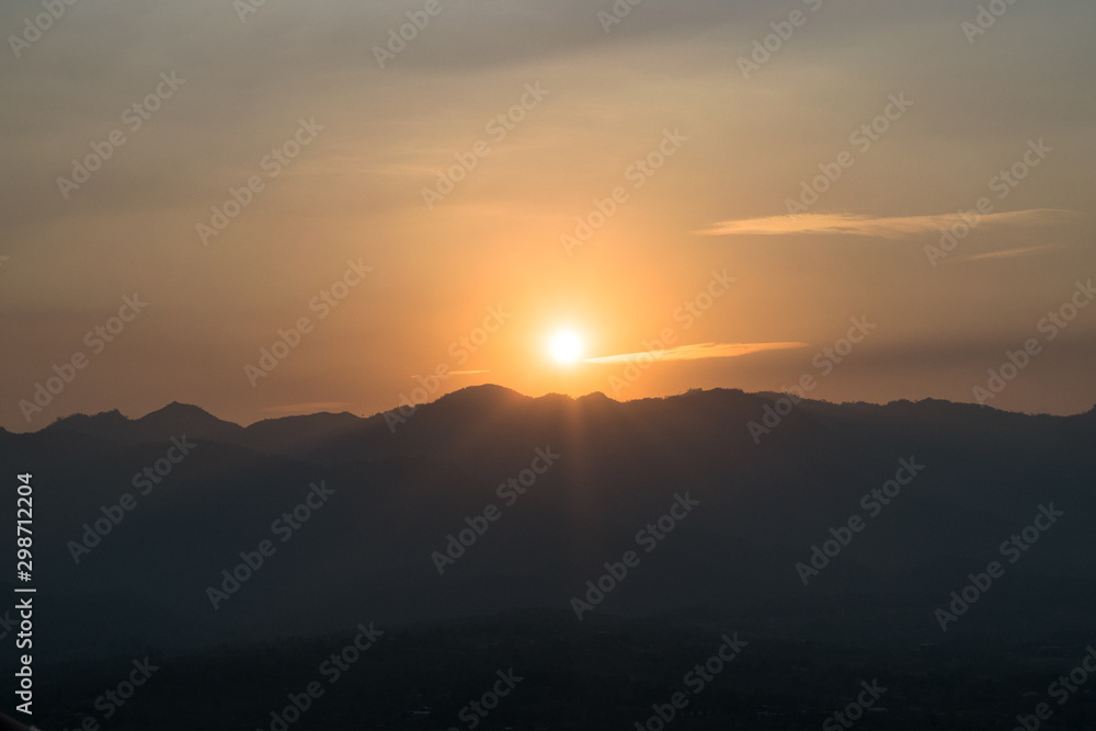 A beautiful sunset panorama at Pai Canyon - Kong Lan , Mae Hong Son, Northern Thailand