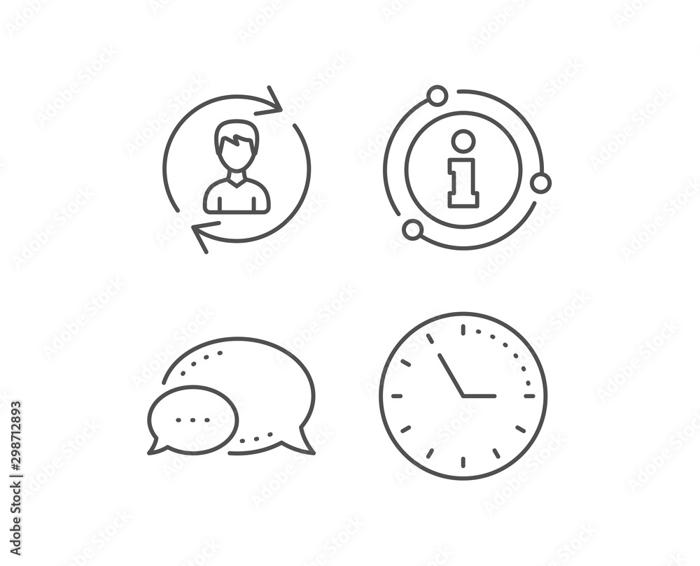 Human Resources line icon. Chat bubble, info sign elements. User Profile sign. Male Person silhouette symbol. Refresh or Update sign. Linear human Resources outline icon. Information bubble. Vector Human Resources line icon. Chat bubble, info sign elements. User Profile sign. Male Person silhouette symbol. Refresh or Update sign. Linear human Resources outline icon. Information bubble. Vector