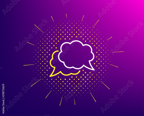 Chat comment line icon. Halftone pattern. Comic speech bubble sign. Social media message symbol. Gradient background. Chat message line icon. Yellow halftone pattern. Vector