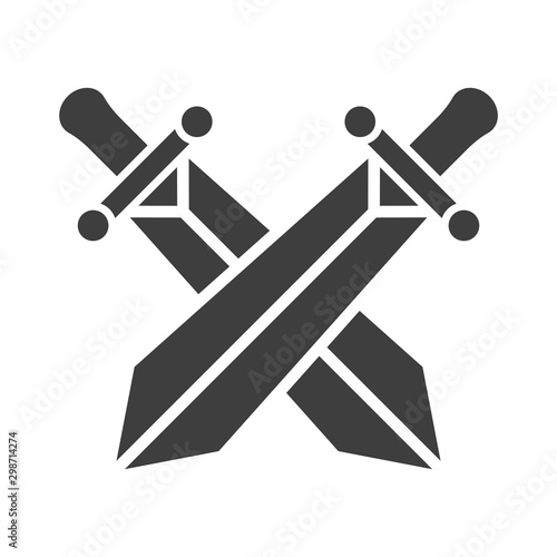 Crossed swords icon. Vector on a white background