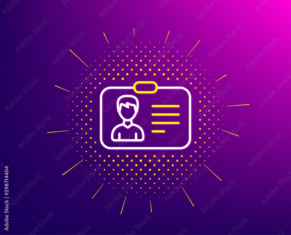 ID card line icon. Halftone pattern. User Profile sign. Male Person silhouette symbol. Identification plastic card. Gradient background. Identification card line icon. Yellow halftone pattern. Vector ID card line icon. Halftone pattern. User Profile sign. Male Person silhouette symbol. Identification plastic card. Gradient background. Identification card line icon. Yellow halftone pattern. Vector