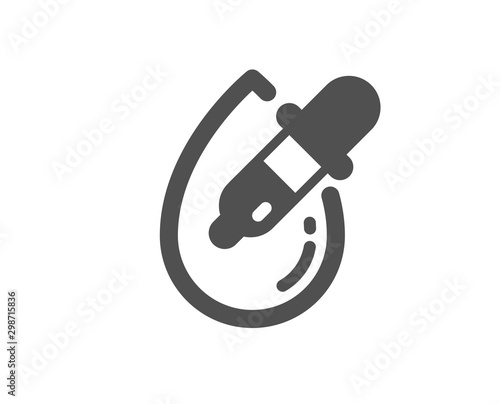 Oculist clinic sign. Eye drops icon. Optometry vision symbol. Classic flat style. Simple eye drops icon. Vector