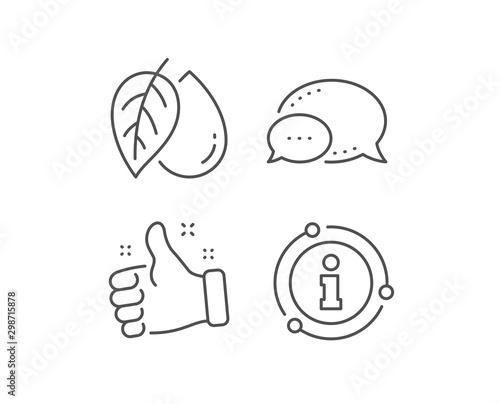 Mineral oil line icon. Chat bubble, info sign elements. Organic tested sign. Water drop symbol. Linear mineral oil outline icon. Information bubble. Vector