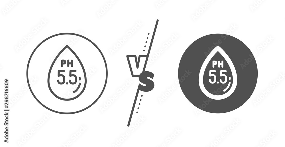 Clinically tested sign. Versus concept. Ph neutral line icon. Water drop symbol. Line vs classic ph neutral icon. Vector Clinically tested sign. Versus concept. Ph neutral line icon. Water drop symbol. Line vs classic ph neutral icon. Vector