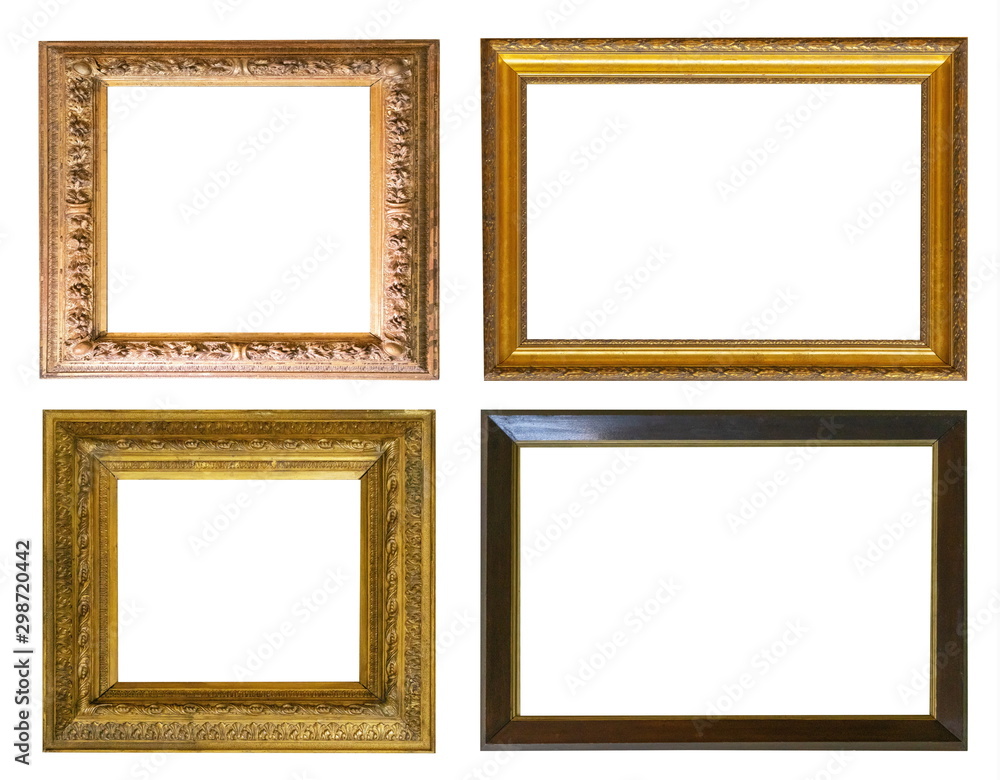 Frames paintings gold antique antiquity collection isolated museum Frames paintings gold antique antiquity collection isolated museum
