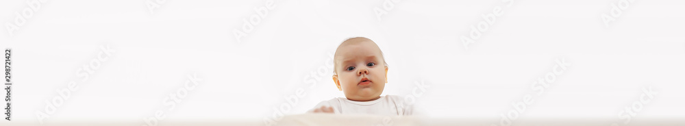 Baby and emotions. Little baby and place for text. Long poster. Baby and emotions. Little baby and place for text. Long poster.