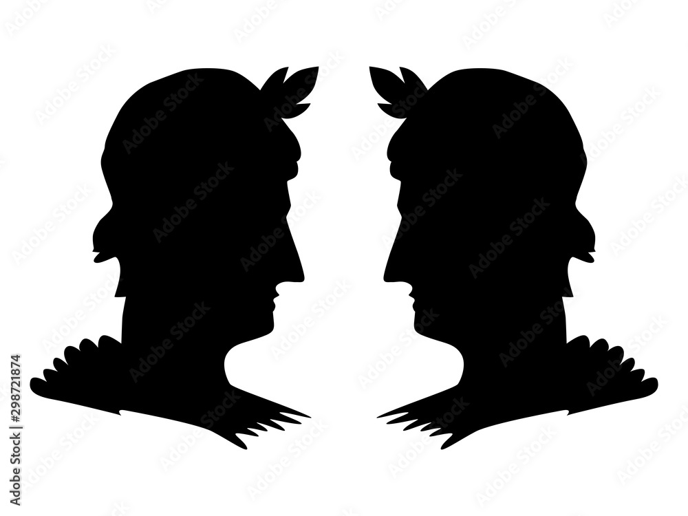 Vector silhouette of Gemini. Zodiac sign. Motives of astrology, astronomy, prediction, traditional science, mistic Vector silhouette of Gemini. Zodiac sign. Motives of astrology, astronomy, prediction, traditional science, mistic