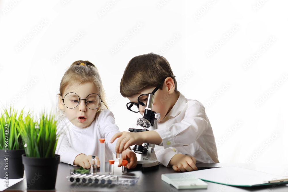 Young scientists chemists. Doctor, laboratory assistant. Young scientists chemists. Doctor, laboratory assistant.