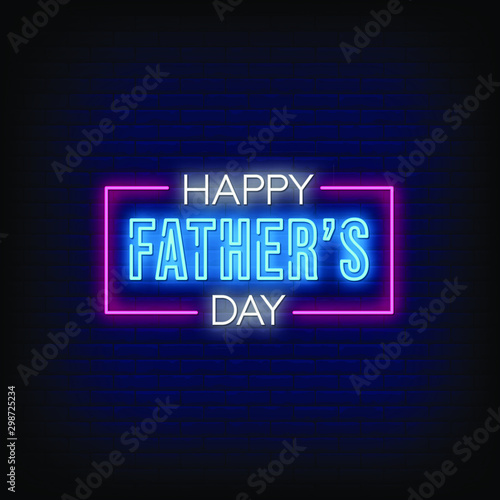 Happy Father's Day Neon Signs style text vector