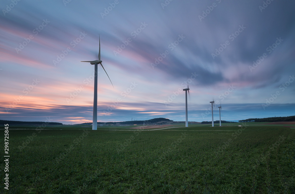 Obraz premium Aerogenerator farm in la Brujula, Burgos, Spain