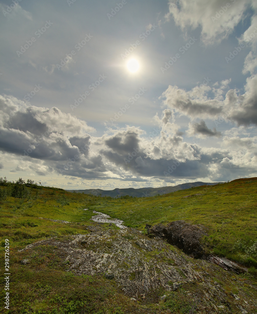 Small stream in Blasjofjalls nature reserve near the Wilderness Road in Sweden
