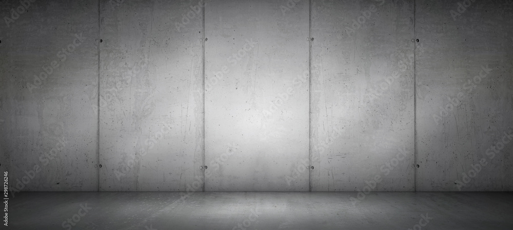 Modern Concrete Wall Background Panoramic Spot Light Room with Floor for Presentation and Placement Modern Concrete Wall Background Panoramic Spot Light Room with Floor for Presentation and Placement