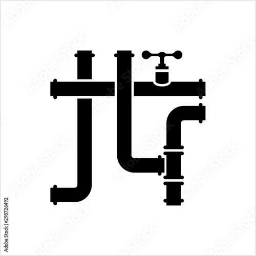 Pipe Icon, Pipe Fitting Icon, Water, Gas, Oil Pipeline, Plumbing Work
