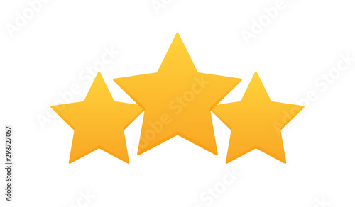 Three stars customer product rating review. Modern flat style vector illustration