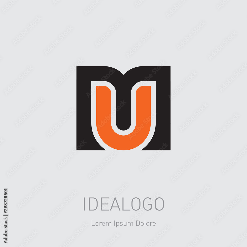 UM - design element or icon. M and U initials, logo. MU - monogram template or logotype. Vector illustration.