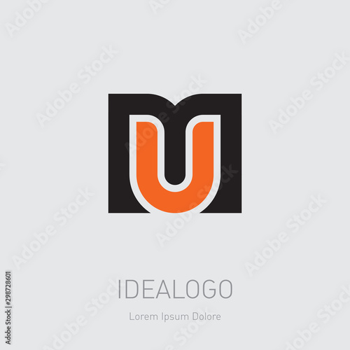 UM - design element or icon. M and U initials, logo. MU - monogram template or logotype. Vector illustration.