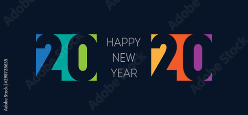 Happy new year 2020 banner. Brochure or calendar cover design template. Cover of business diary for 20 20 with wishes. Dark background.