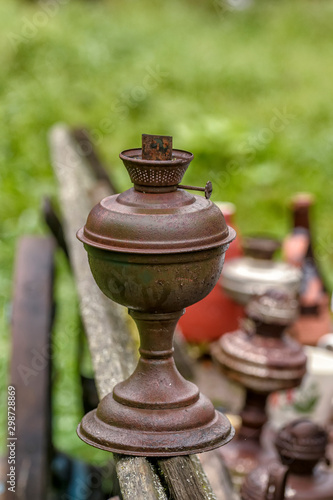 An old kerosene lamp, out of use.