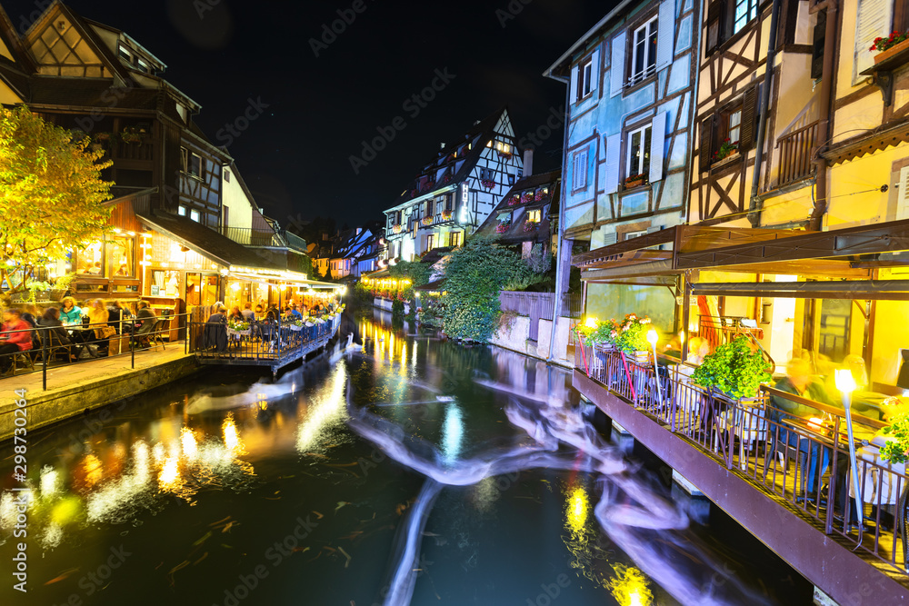 Colmar famous french city by night