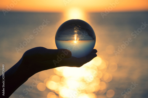 Crystal ball photography - sunset beach