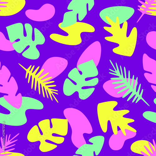 Tropical leaves abstract colorful seamless pattern. Vector illustration. Design for fabric  textile  wallpaper.