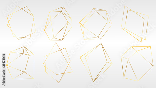 Vector set of luxury golden crystal shapes. Isolated illustration element. Isolated illustration element.