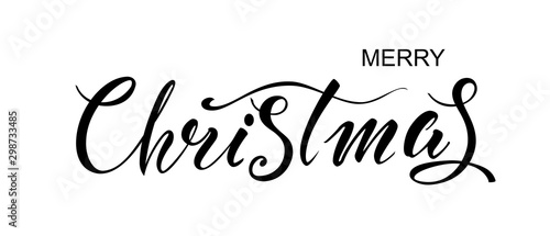 Merry Christmas. Vector text Calligraphic Lettering design card template. Creative typography for Holiday Greeting Gift Poster. Calligraphy Font style Banner.