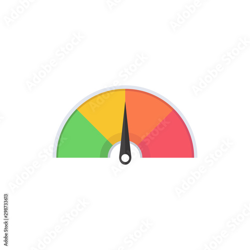 Gauge meter element with risk level in a flat design