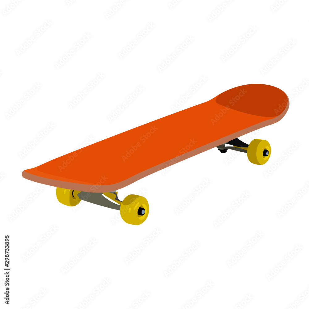 Skateboard orange realistic vector illustration isolated Skateboard orange realistic vector illustration isolated