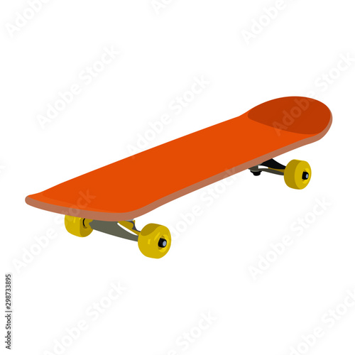 Skateboard orange realistic vector illustration isolated