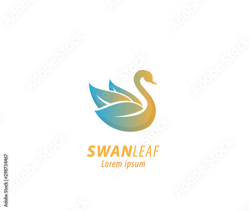 Fototapeta Naklejka Na Ścianę i Meble -  Swan leaf design logo