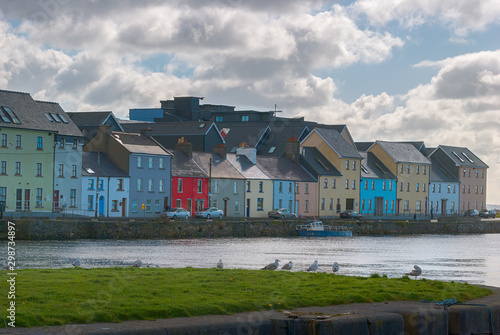 Colorful houses at the river Corrib in Galway, Ireland