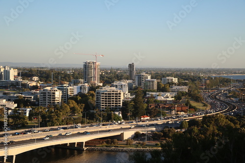 Freeway around Perth City at Swan River  Western Australia